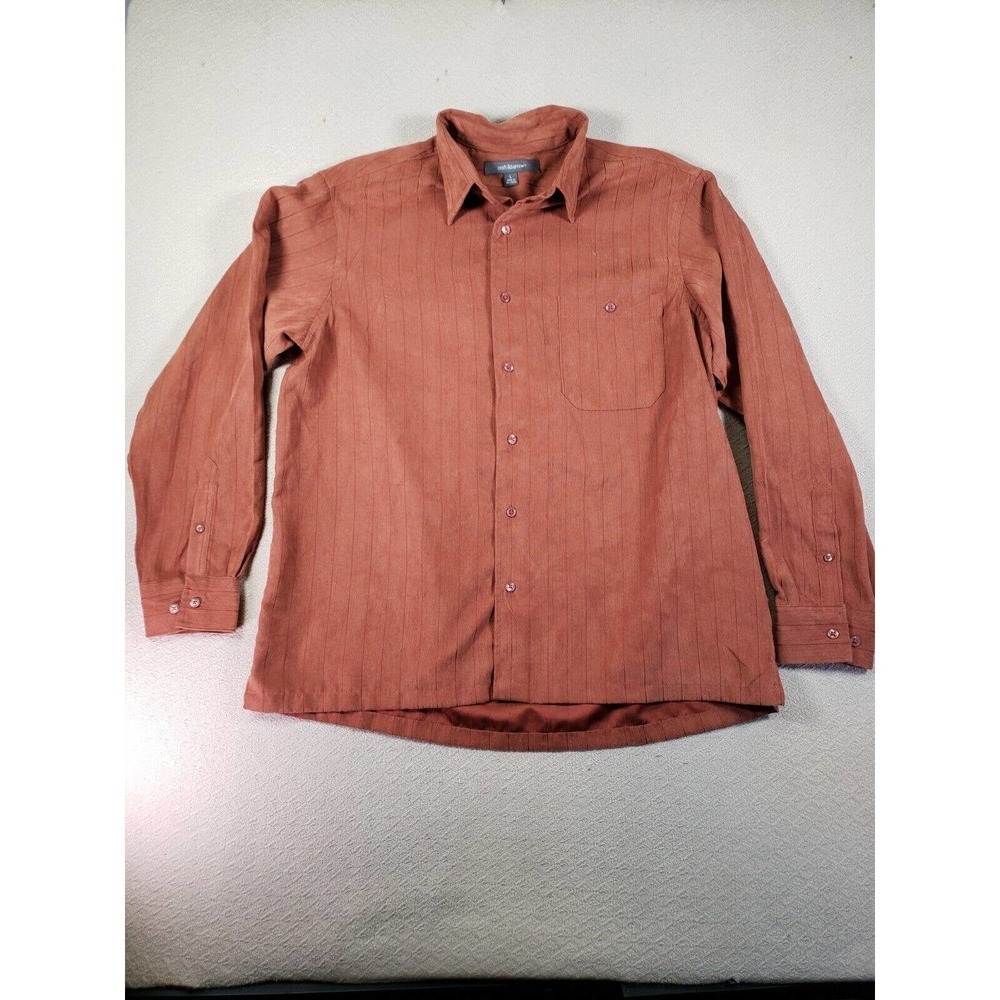 Croft & Barrow Shirt Mens Large Brown Striped Long Sleeve Button Up Collared